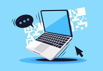 Vector illustration of an open laptop computer