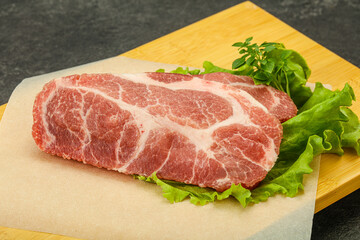 Raw pork meat neck steack