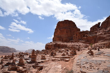 Stacked stones on a rock in the 