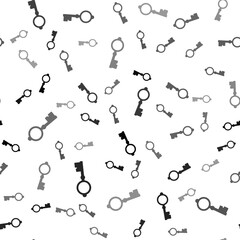 Black Old key icon isolated seamless pattern on white background. Vector Illustration