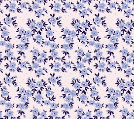 Behang Kleine bloemen Bloemenpatroon. Mooie bloemen op lichte achtergrond. Bedrukking met kleine lichtblauwe bloemen. Ditsy print. Naadloze vectortextuur. Lente boeket.