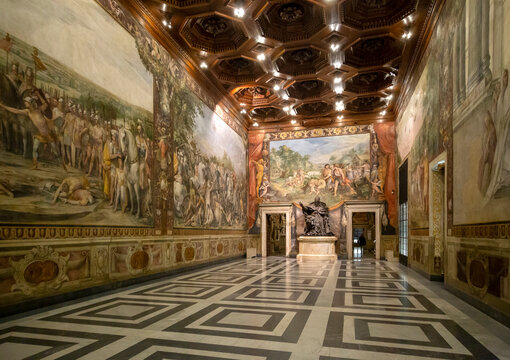 Rome, Italy - January, 6, 2020. Medieval paintings on display of Capitoline Museums. It is an archaeological museums on top of the Capitoline Hill in Rome