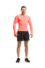 Full length portrait of a fit man in sport top and shorts