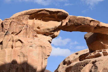 huge rock bridge with window to the sky, Wadi Rum Desert, Jordan