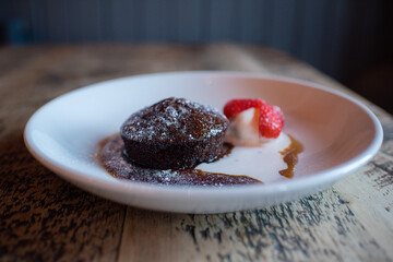 Chocolate pudding with ice cream