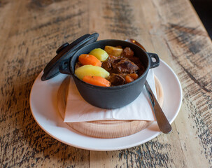 hot pot in rustic dish