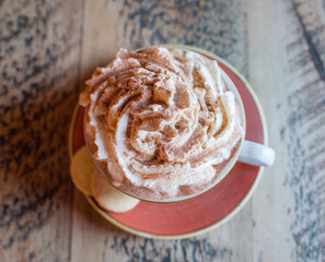 Hot chocolate with cream and marshmallows