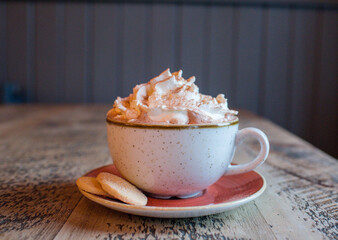 Hot chocolate with cream and marshmallows