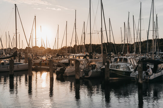 Beautiful sunset - Marina Travemuende baltic sea