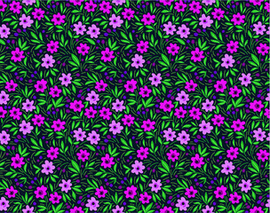 Elegant floral pattern in small purple flower. Liberty style. Floral seamless background for fashion prints.