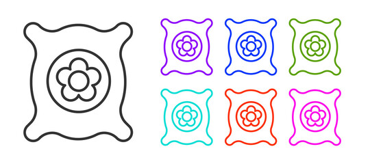 Black line Pack full of seeds of a specific plant icon isolated on white background. Set icons colorful. Vector Illustration