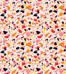 Terrazzo seamless pattern. Vector background in light colors. 