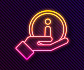 Glowing neon line Information icon isolated on black background. Vector Illustration