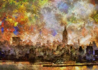 New York panorama. Digital painting