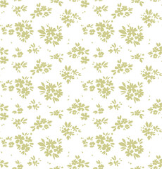 Elegant floral pattern in small monochrome flower. Liberty style. Floral seamless background for fashion prints. Ditsy print. Seamless vector texture. Spring bouquet.