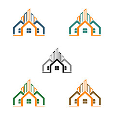 Houses and Buildings Vector Illustration Logo Icon Set