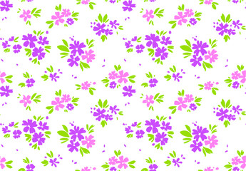Fototapeta na wymiar Cute floral pattern in the small flower. Ditsy print. Seamless vector texture. Elegant template for fashion prints. Printing with small lilac flowers. White background.