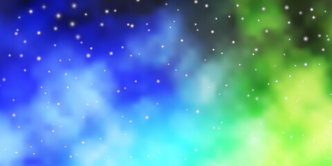 Light Blue, Green vector background with small and big stars. Blur decorative design in simple style with stars. Best design for your ad, poster, banner.