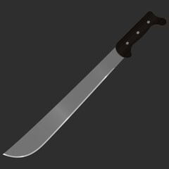Machete with brown wooden handle