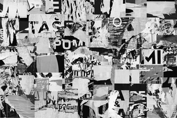 Foto auf Alu-Dibond Zerrissene Straßenwerbung Poster Collage Hintergrundtextur zerknittert zerknittertes zerrissenes Papier Hintergrund Oberflächenplakat © Nikola
