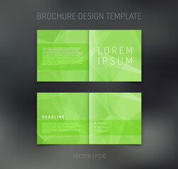 Vector brochure, booklet, presentation design template with green geometric low poly abstract background