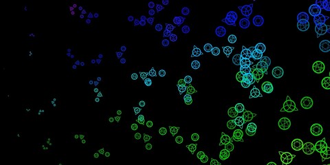 Dark Multicolor vector texture with religion symbols.