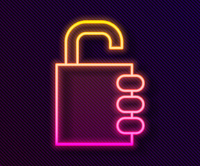 Glowing neon line Safe combination lock icon isolated on black background. Combination padlock. Security, safety, protection, password, privacy. Vector Illustration