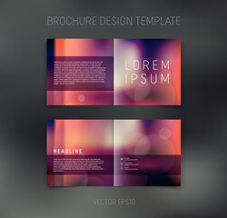 Fototapeta premium Vector brochure, booklet, presentation design template with blurry bokeh abstract background