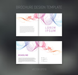 Vector brochure, booklet, presentation design template with colorful dynamic swirl on white abstract background