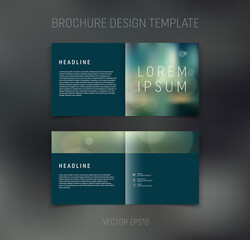 Vector brochure, booklet, presentation design template with blurry bokeh abstract background