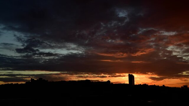 Nice sunset Kiev city evening panorama time lapse 4k video