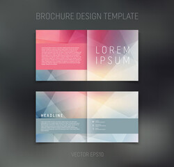 Vector brochure, booklet, presentation design template with pink and gray geometric low poly abstract background