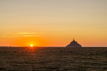 sunset in mont saint michel