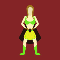 Superhero woman.Female cartoon character . Icon in flat style