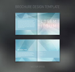 Vector brochure, booklet, presentation design template with blue geometric low poly abstract background