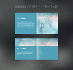 Vector brochure, booklet, presentation design template with blue geometric low poly abstract background