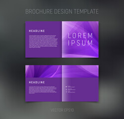 Vector brochure, booklet, presentation design template with purple abstract background