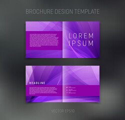Vector brochure, booklet, presentation design template with purple abstract background
