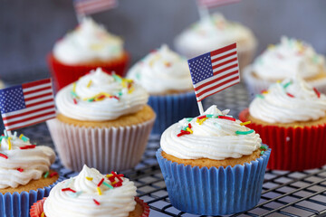 American Flag Cupcakes for July 4th Decoration