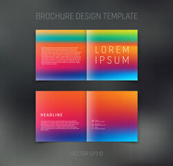 Vector brochure, booklet, presentation design template with blurry rainbow abstract background