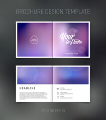 Vector brochure, booklet, presentation design template with blurred purple abstract background