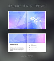 Fototapeta premium Vector brochure, booklet, presentation design template with blue geometric low poly abstract background