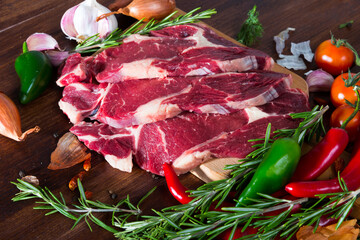 Raw beef meat on cutting board