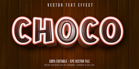 Choco text, cartoon style editable text effect on wooden background