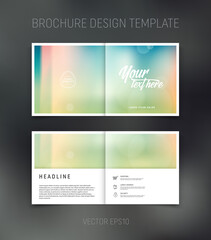 Naklejka premium Vector brochure, booklet, presentation design template with blurred soft bokeh abstract background