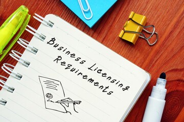 Business concept meaning Business Licensing Requirements with inscription on the page.
