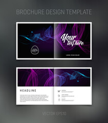 Vector brochure, booklet, presentation design template with colorful dynamic swirl abstract background