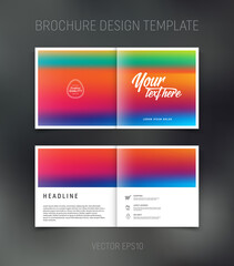 Vector brochure, booklet, presentation design template with colorful bright blurred rainbow abstract background