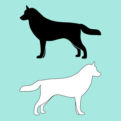flat and linear dog icon, vector illustration.