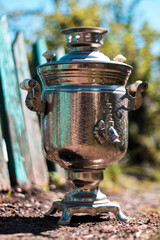 Metal samovar. Traditional tea party